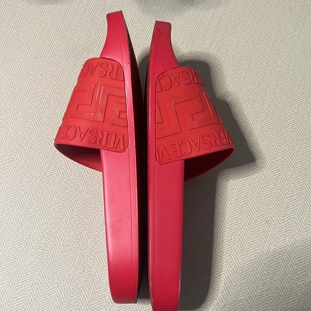 Versace Greca Print Red Slides Flip Flops Size 42 - image 5